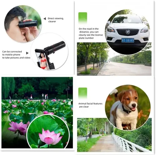 Telescopio óptico monocular de 2000 x 24 para adultos con adaptador de teléfono, visión nocturna, monoscopio de bolsillo ligero para adultos y