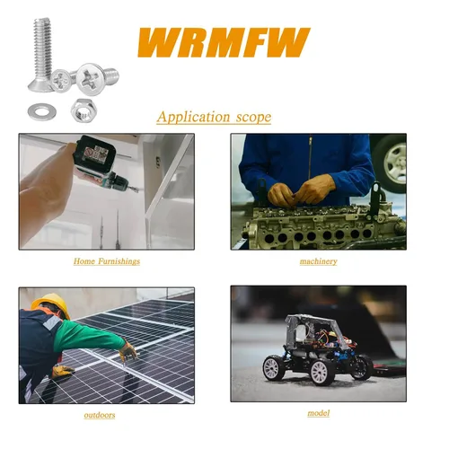 Vista 6 de Juego de 1200 tornillos de máquina de cabeza plana Phillips M2 M2.5 M3 M4 Phillips de acero inoxidable 304, tornillos de cabeza plana, tornillos