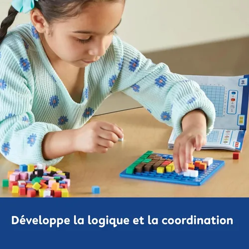 Vista 2 de Learning Resources STEM Explorers Desafío de Arte Pixel - Rompecabezas Matemáticos, Bloques de Patrones, Juego Sensorial, Artes y Manualidades