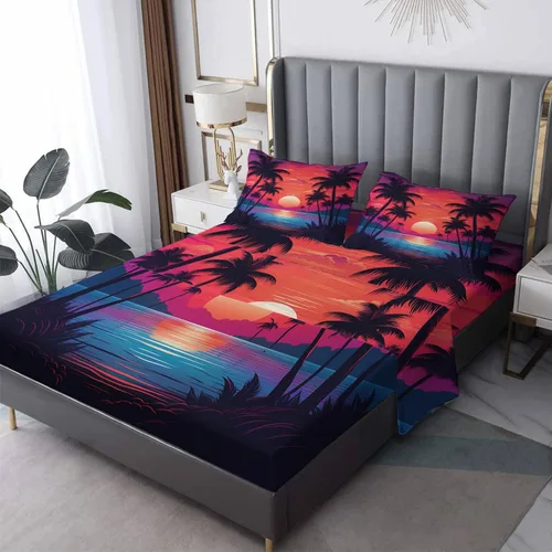 Vista 8 de Z6-&-333 - Juego de sábanas y fundas de almohada estampadas de 3 piezas, sábana bajera ajustable de microfibra suave con bolsillo profundo, sábana