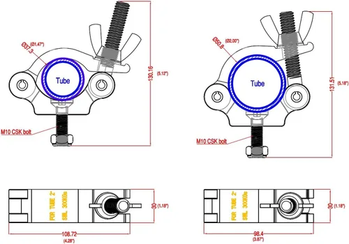 Vista 2 de MFL. Abrazadera de armadura de alta resistencia, abrazaderas de luz DJ de aleación de aluminio de 660 lb, se ajusta a armadura de 1.5-2.0 pulgadas