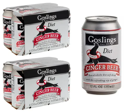 Goslings Latas de cerveza de jengibre Diet de 12 onzas líquidas cada una | Cerveza de jengibre sin azúcar para Moscú Mule y mezcladores para bebidas