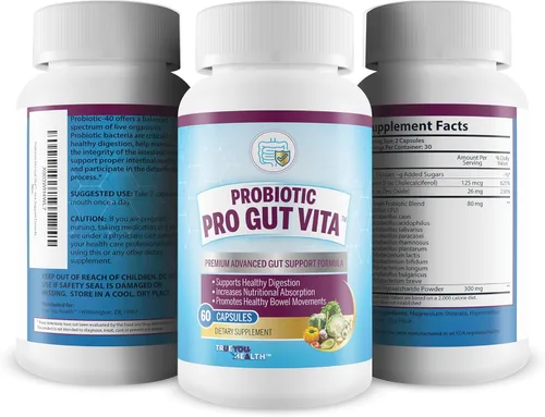 Vista 4 de Probiotic Pro Gut Vita - Fórmula probiótica y vitamínica para apoyar la salud intestinal, promueve la digestión saludable, la absorción