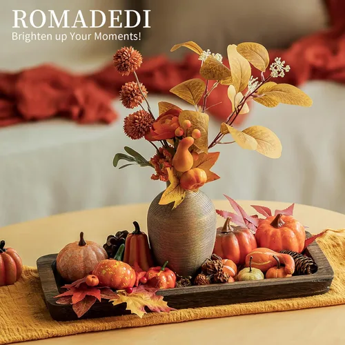 Vista 8 de Romadedi Bandeja decorativa de madera para velas, bandeja larga y estrecha de madera, decoración del hogar, centros de mesa rústicos, bandejas