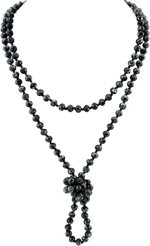 Firstmeet Collar Art Deco de moda con cuentas redondas naturales de 60 pulgadas de largo para mujeres y hombres