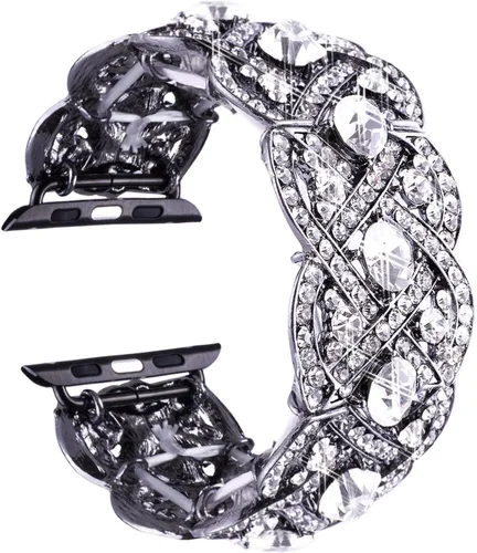 VIQIV - Pulseras Bling para Apple Watch 38mm 42mm iWatch Series 3, Series 2, Series 1, Pulsera de Brazalete de Acero Inoxidable con Diamantes de