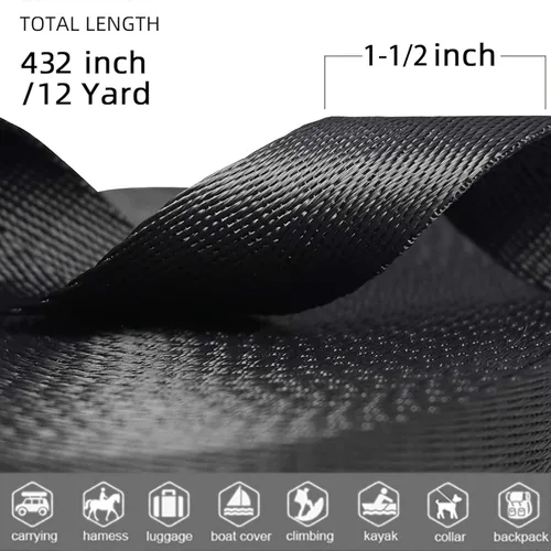 Vista 4 de Correa de nailon de 5/8" 3/4" 1" 1-1/4" 1-1/2" 2" ancho, correa de cincha pesada 1 pulgada 12 yardas, correas de nailon para reparación de equipos