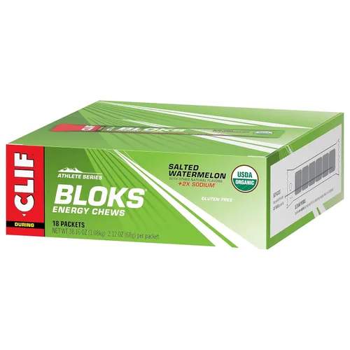 Vista 11 de CLIF BLOKS - Sabor sandía salada con 2X sodio - Masticables energéticos - Sin OGM - A base de plantas - Combustible rápido para ciclismo y correr