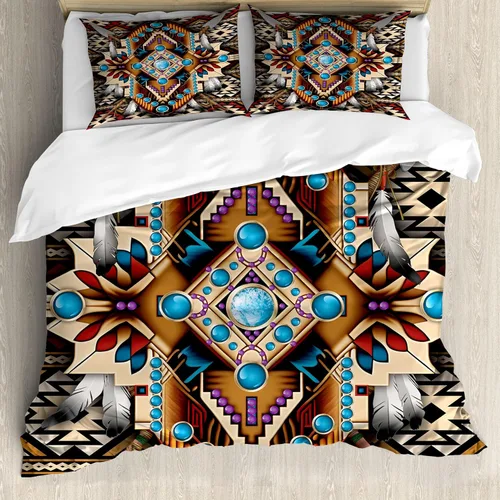 Vista 11 de Ambesonne Hawaii - Juego de funda de edredón de verano, palmeras y hojas exóticas de helecho, fondo colorido abstracto, juego de ropa de cama