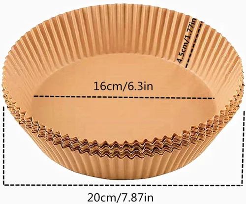 Vista 6 de Forro de papel pergamino para freidora de aire, forros desechables antiadherentes, para hornear a prueba de aceite, impermeable, pergamino de grado