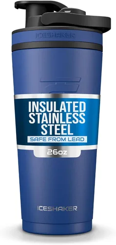 Vista 10 de Ice Shaker Botella agitadora aislada de acero inoxidable 26 onzas, color azul Rush Fría durante más de 24 horas Taza aislada con agitador