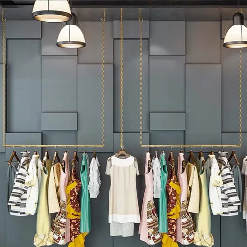 Vista 7 de 2 estantes de ropa para colgar en el techo, de altura ajustable, estante de tubería de almacenamiento de ropa, estante de metal resistente Tubo