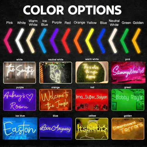 Vista 4 de Letreros de neón personalizados, letrero de luces LED de neón grandes personalizado, letrero de neón personalizable para decoración de pared, boda