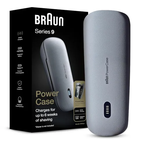 Braun Powercase para maquinillas de afeitar eléctricas para hombres, compatible con Braun Series 9 Pro, Series 9 y Series 8, estuche de afeitadora