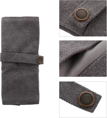 Vista 7 de Watch Band Storage Bag and Watch Organizer Pouch, Gray Nylon Portable Travel Case for Smartwatch Accessories, Space-saving Roll with Snap Closure