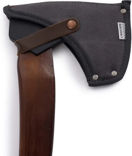 Vista 4 de Barebones Hacha de tala - Hoja de acero al carbono - Hacha multiusos - Acentos de cuero - Funda de poliéster
