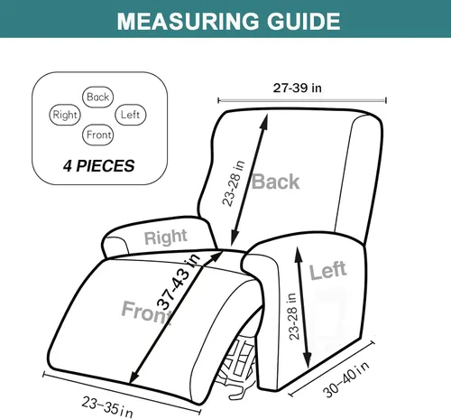 Vista 2 de NILUOH Funda Elástica para Sillón Reclinable de 4 Piezas Estampada, Fundas para Silla Lazy Boy, Funda para Sofá Reclinable Antideslizante, Protector
