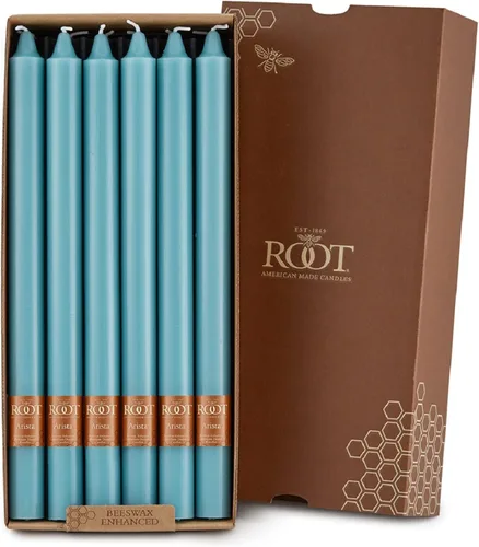 Vista 37 de Root Candles Juego de velas sin perfume de mezcla de cera de abeja de alta calidad, 5 pulgadas, azul Williamsburg, 8