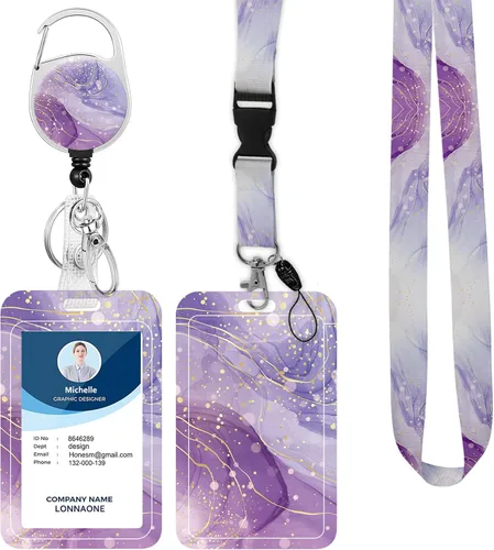 Vista 33 de Cordón con soporte para insignia, carrete retráctil con correa de cuello desmontable y soporte vertical para identificación para enfermeras
