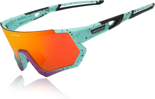 Vista 13 de KINGSEVEN Gafas de sol polarizadas de ciclismo para hombre, gafas de sol deportivas MTB gafas de bicicleta UV400 protección LS910