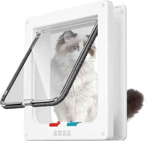 Vista 9 de Puerta extra grande para gatos, puerta para mascotas para perros o gatos, 4 modos de interruptor de bloqueo puerta interior para puerta de gato