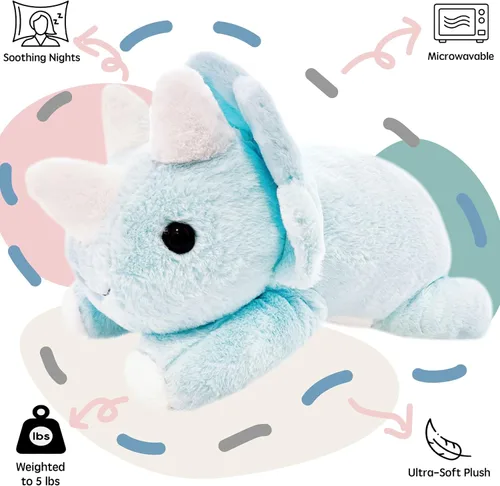 Vista 2 de uoozii Animales de peluche con peso de dinosaurio azul de 24 pulgadas 5 libras con almohadilla térmica sin perfume para microondas, lindo peluche