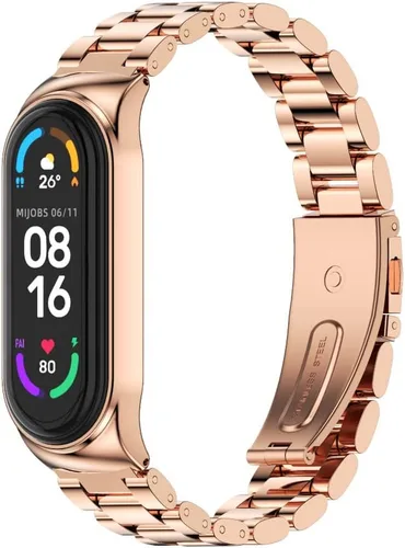 Vista 11 de MIJOBS Mi Band 6 Mi Band 5 Correa para Xiaomi Mi Band 4 3, Correa de reloj de acero inoxidable Pulsera de repuesto de metal para Mi Smart Band 6