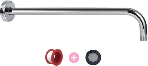 Vista 8 de Extensor de brazo de ducha negro mate, brazo de extensión de cabezal de ducha de lluvia de 90 grados con brida, brazos de ducha de 16 pulgadas