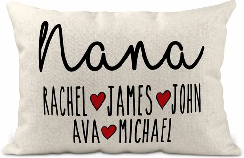 Vista 9 de Almohada personalizada para abuela – Regalos para mamá y abuela – Regalo de cumpleaños de nietos (arpillera, 12 x 18)