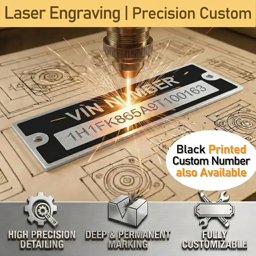 Vista 2 de Entrega más rápida de 3 a 6 días - Placa de número VIN para remolque, reemplazo de placa de identificación VIN personalizada, etiqueta grabada