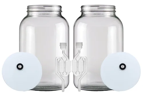 Vista 3 de FastRack Tarro de boca ancha de un galón con tapa perforada y doble burbuja Airlock-Set de 2, multicolor (B01AKB4G9E), 1 galón y jarra de 1 galón