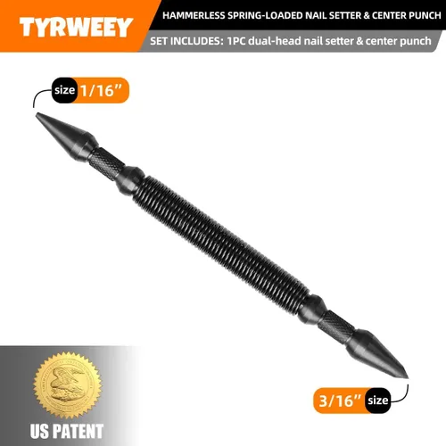 Vista 2 de Juego de 1 pieza de clavos con cabeza dual, punzón de clavos y punzón central, punzón central de cabeza dual, punzón central de resorte, herramienta