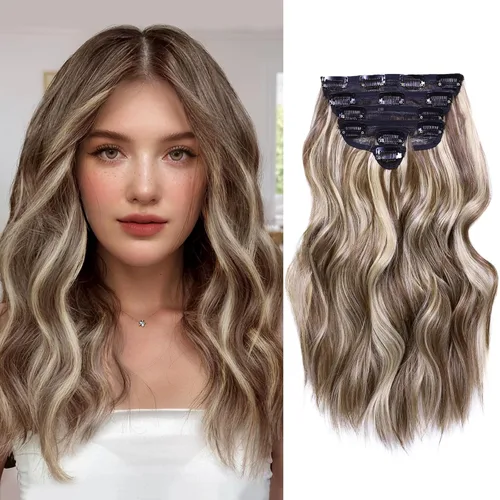 Vista 21 de NAYOO Extensiones de clip para cabello de 20 pulgadas para mujer, cabello ondulado y rizado de cobre rojo, extensiones de cabello sintético