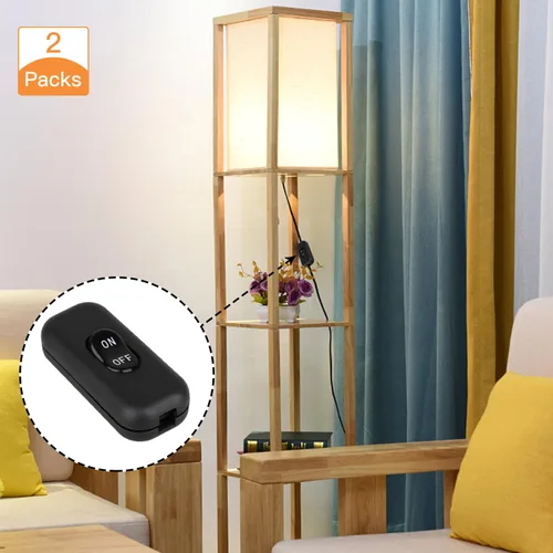 Vista 4 de Helunsi Interruptor en línea 2 piezas, botón negro del cable de la lámpara en el interruptor de línea, clasificado 6A 250V ON apagado eléctrico