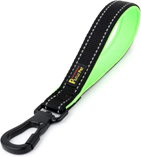 Vista 9 de PLUTUS PET Correa corta para perro, mango acolchado de nailon reflectante, correa de tráfico fuerte con clip de mosquetón, perfecta para perros Beige