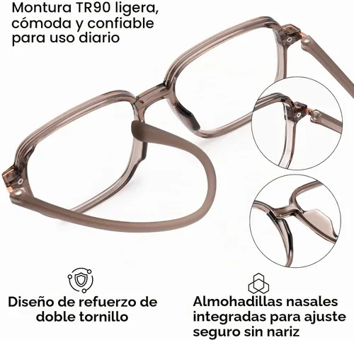 Vista 4 de Dollger Square Blue light Glasses for Women Men Oversized Bluelight Blocking Computer Screen Stylish Eyeglasses TR90 Frame C1: marrón