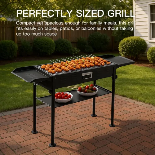 Vista 2 de Comzenz Parrilla Portátil de Carbón Plegable de 35'' para Parrillada al Aire Libre, Cocinar, Acampar, Senderismo, Picnics, Tailgating, Mochilero