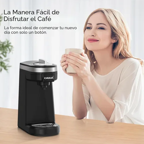 Vista 6 de CHULUX Cafetera de una sola porción para cápsulas K, mini cafetera individual de una taza, perfecta para espacios pequeños, color negro