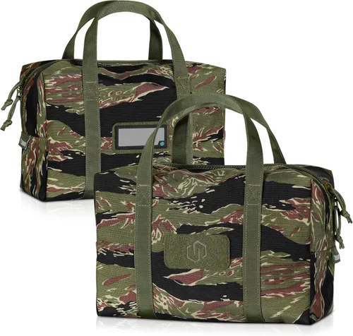 Vista 11 de Savior Equipment Mini transportador táctico de munición bolsa de lona para armas de fuego, bolsa de transporte de bolsa EDC, parches