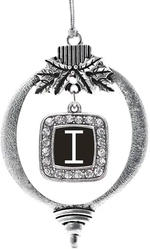 Vista 27 de Inspired Silver - Mis iniciales - Adorno con dije de letra S - Adornos navideños cuadrados de plata con joyas de circonita cúbica