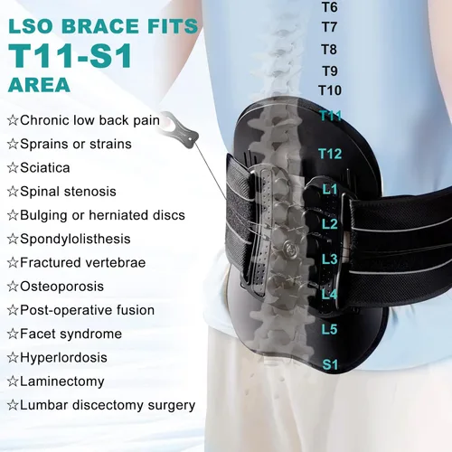 Vista 2 de LSO Soporte de descompresión de columna vertebral, soporte de espalda ARC completo para mujeres y hombres, cinturón de corsé lumbosacro 3D Plus