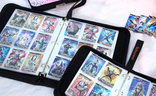 Vista 7 de Carpeta de tarjetas coleccionables para 4 bolsillos, 480 tarjetas con 60 fundas extraíbles con cremallera de protección, pulsera de fácil
