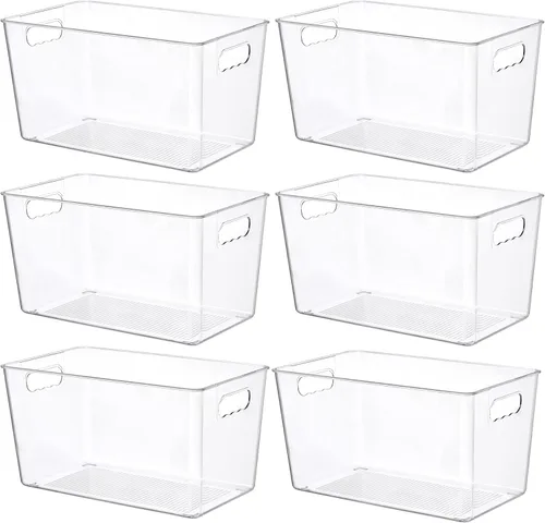 Vista 14 de Vtopmart Contenedores de Almacenamiento de Plástico Transparente, 6 PCS Contenedores Organizadores de Despensa con Asa para Refrigerador, Nevera