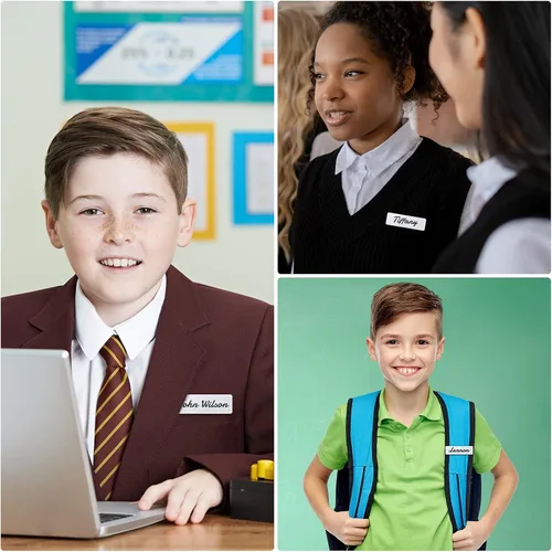 Vista 5 de Placa de identificación en blanco de 1 x 3 pulgadas, placa de identificación en blanco con respaldo de alfiler para trabajadores de oficina