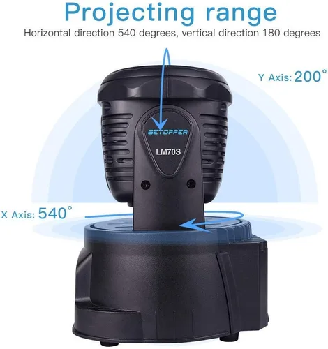 Vista 6 de BETOPPER Luces de DJ con cabezal móvil, mini luces de escenario RGBW, cabezal móvil, luces de discoteca DMX activadas por sonido, mini cabezales