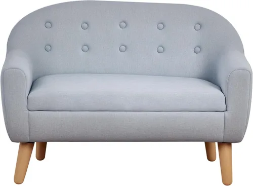 Qaba Sofá para Niños de 2 Asientos, Sofá Sillón para Niños Pequeños, Tela Similar al Lino y Marco de Madera Silla Sofá para Edades de 3 a 7 años,