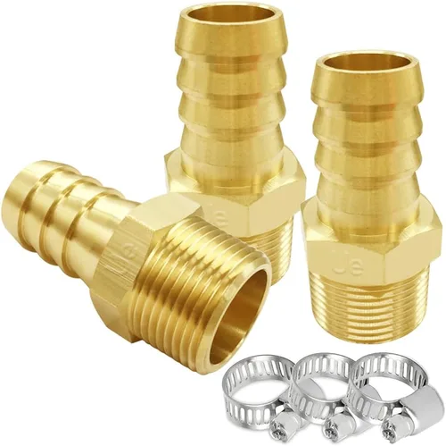 Vista 16 de Uenede 6 accesorios de púas de manguera de latón de 1/2 pulgada NPT macho a 1/2 pulgadas, conector adaptador de púas incluye 6 abrazaderas de acero