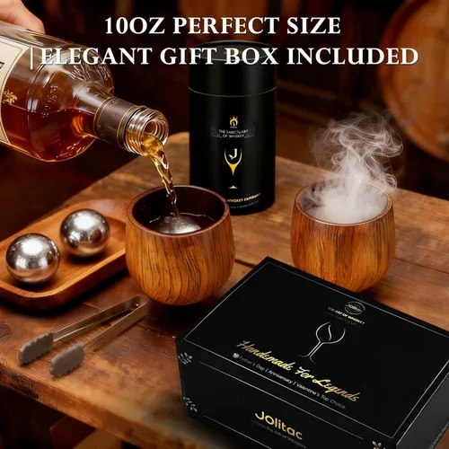 Vista 7 de Vaso de madera carbonizada de bourbon – Regalos únicos de whisky para hombres, papá, hermano, vaso antiguo de interior quemado de 10 onzas Vasos