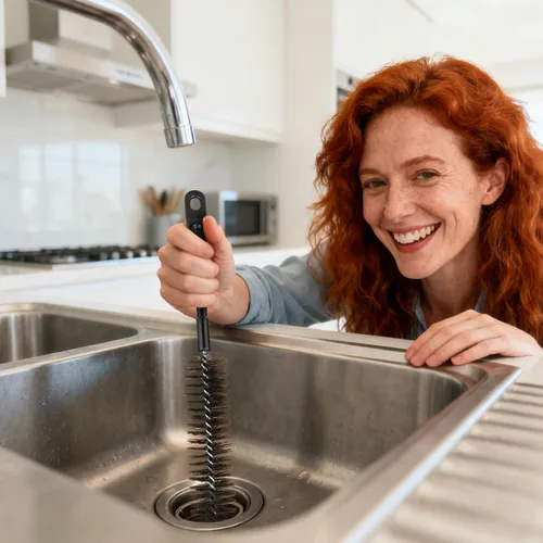 Vista 7 de Cepillo para Triturador de Basura, Cepillo Limpiador Universal de Limpieza con Mango Extra Largo Ullnosoo Elimina Residuos y Olores 15 pulgadas