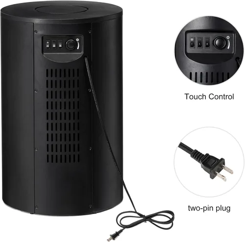 Vista 4 de Oak Plus - Chimenea eléctrica independiente con efecto de registro de llama 3D, estufa portátil para interiores, 25.5 pulgadas de alto, color negro